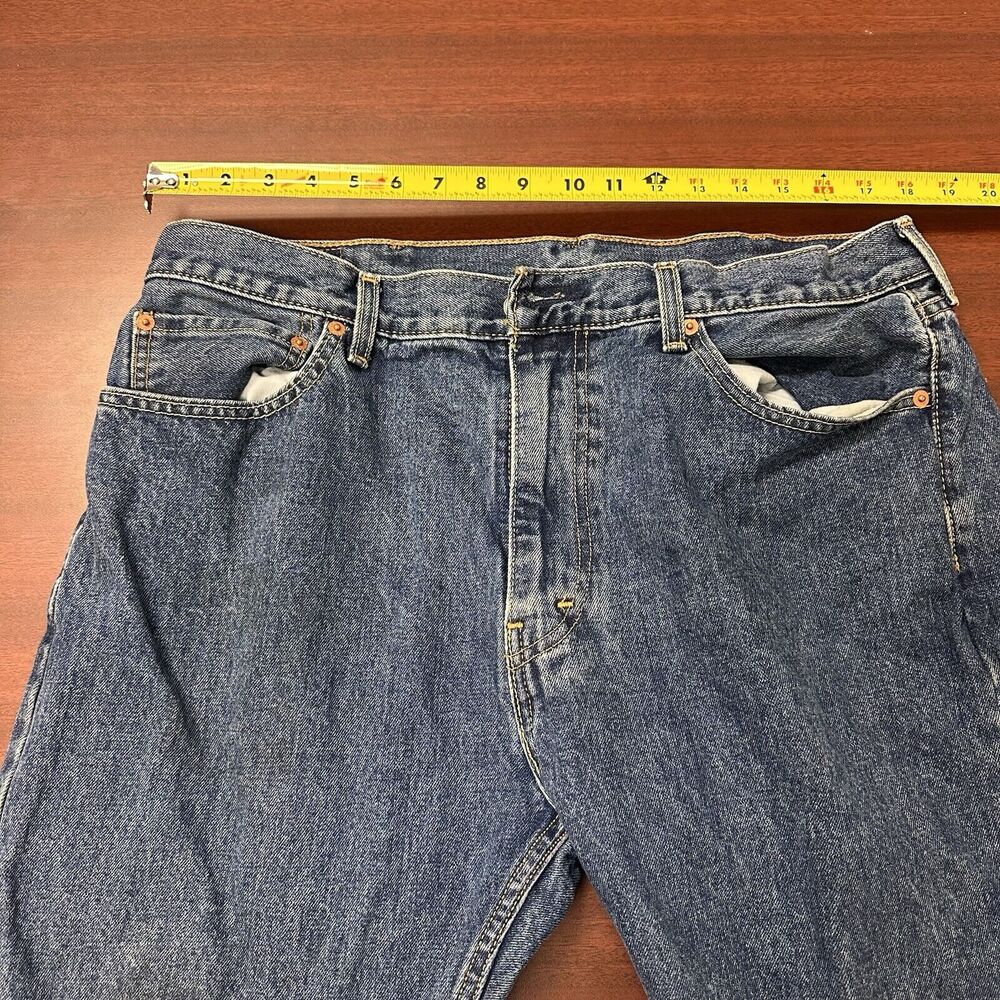 Levis 505 Jeans Mens Size‎ 38x30 Blue Denim Classic Fit Outerwear FLAWS - Picture 5 of 7